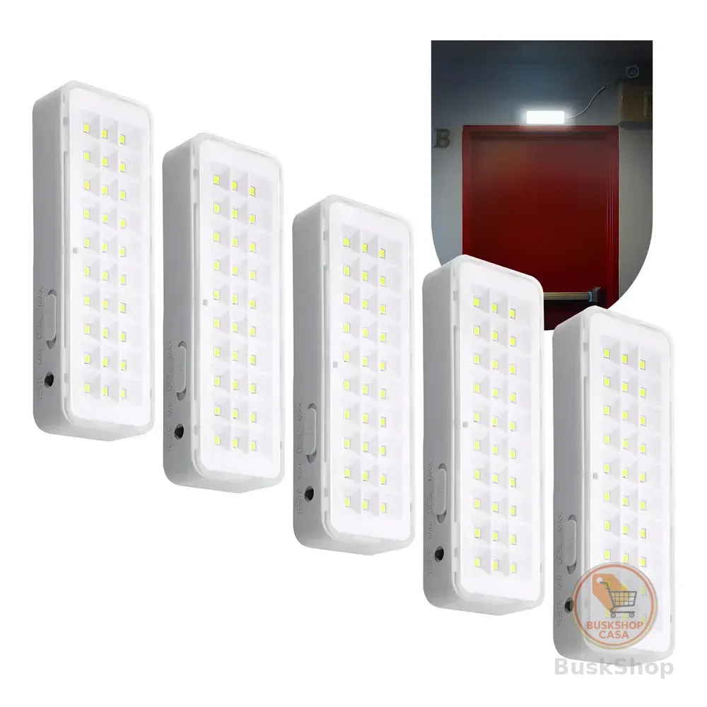Kit 5 Luminária De Emergência 30leds Bateria Recarregável Cor Branco Frio Roya 127/220v