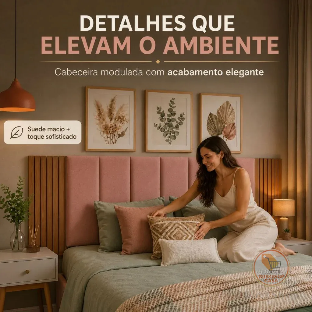 Kit com até 12 Cabeceira Modular + Painel Ripado MDF Para Cama Box Casal King Queen - Envio Full