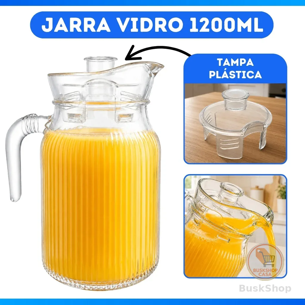 Jarra De Vidro Com Alça Cozinha 1200 ML