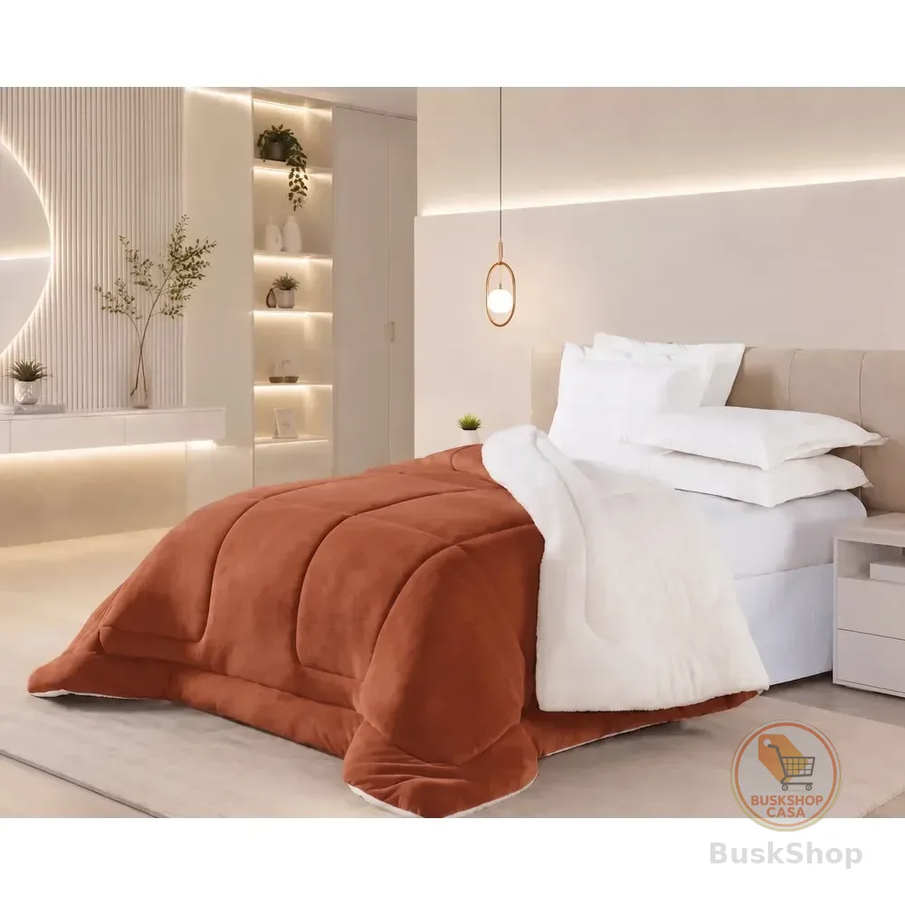 Cobertor Queen Grosso Luxo Coberdrom La Carneiro Fofinho Liso 2 Kg Terracota