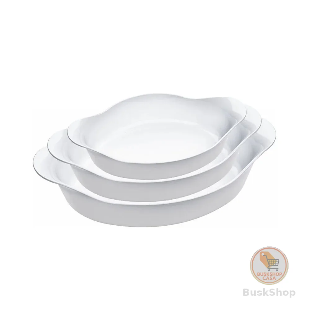 Conjunto de Assadeiras Nadir Opaline em Vidro 3 Peças