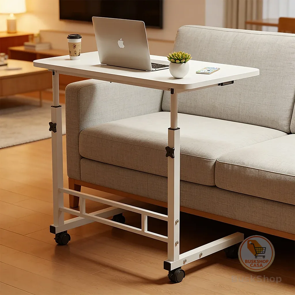 Mesa Multiuso Portátil Ajustável para Notebook com Rodinhas  Ideal para Cama e Sofá