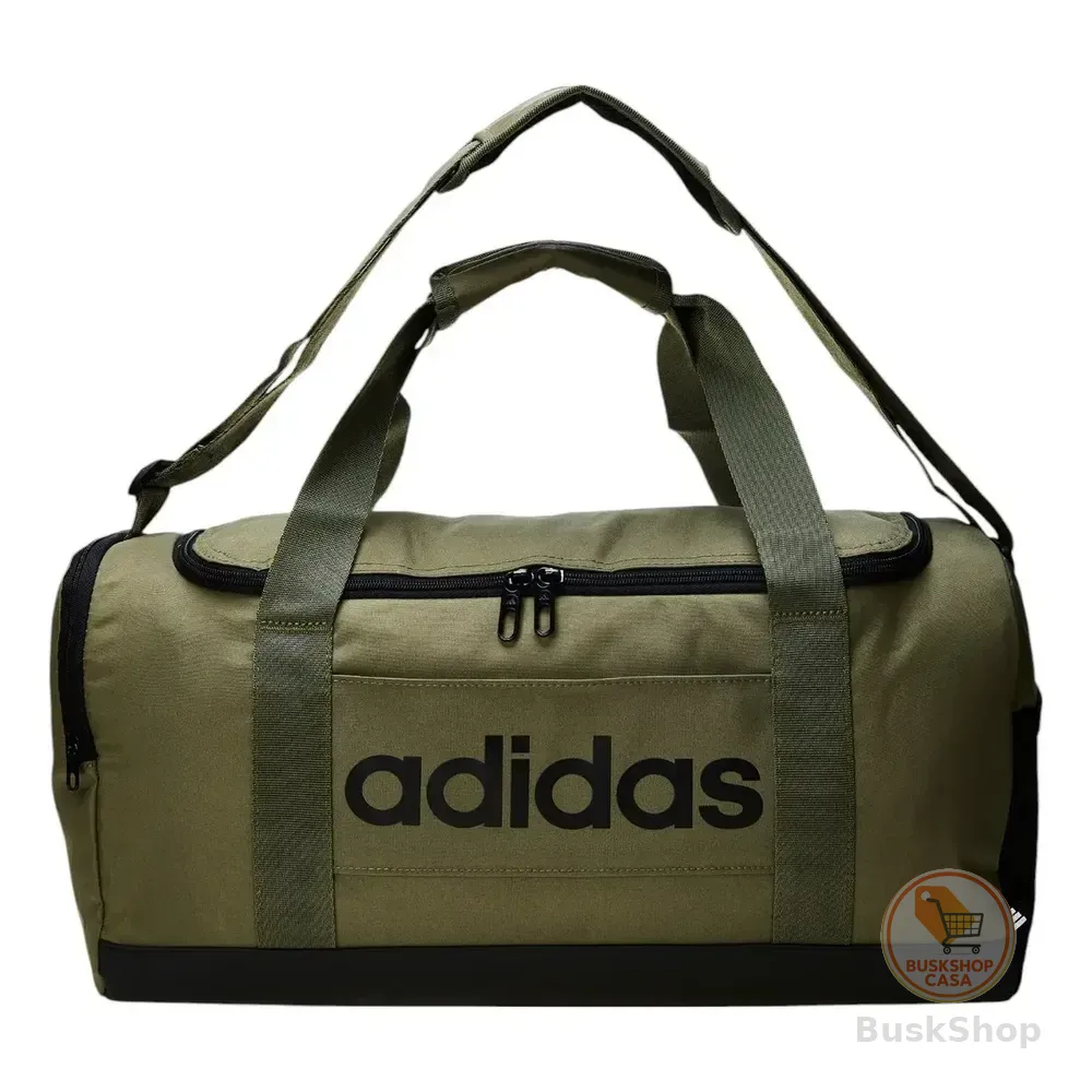 Mala Duffel Pequena Linear Feminino E Masculino adidas Cor Olive Strata / Black Desenho Do Tecido Liso