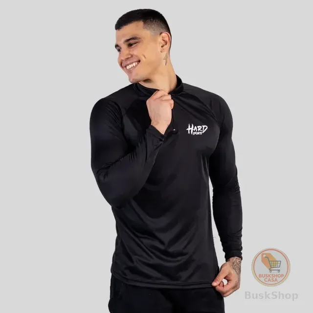 Camisa Manga Longa Uv50+ Dry Fit Com Zíper Leve Conforto