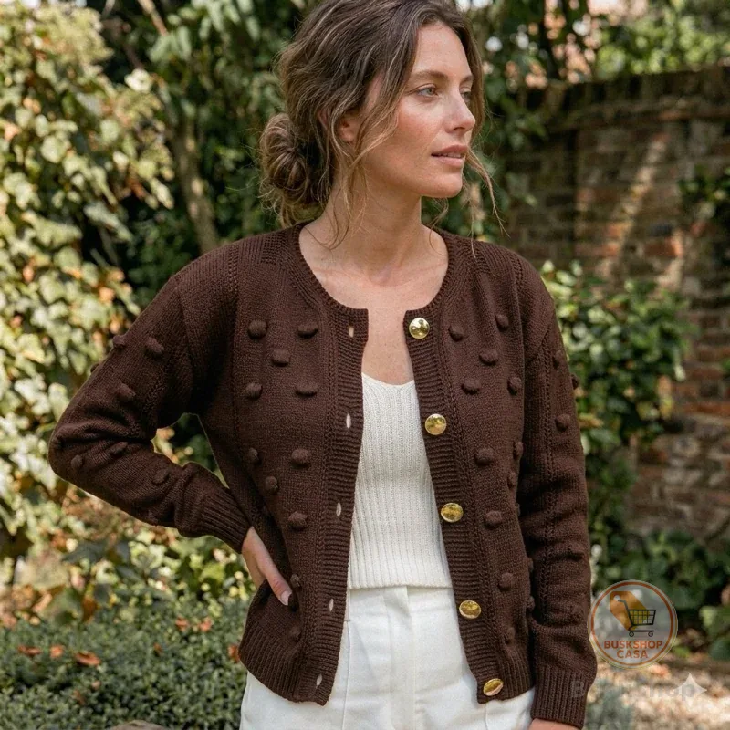 Cardigan Casaco Feminino Tricot Inverno com Modelagem Confortável