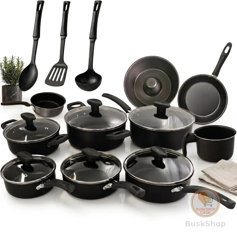 Conjunto Panelas 13 Peças Antiaderente Teflon Tampa Vidro