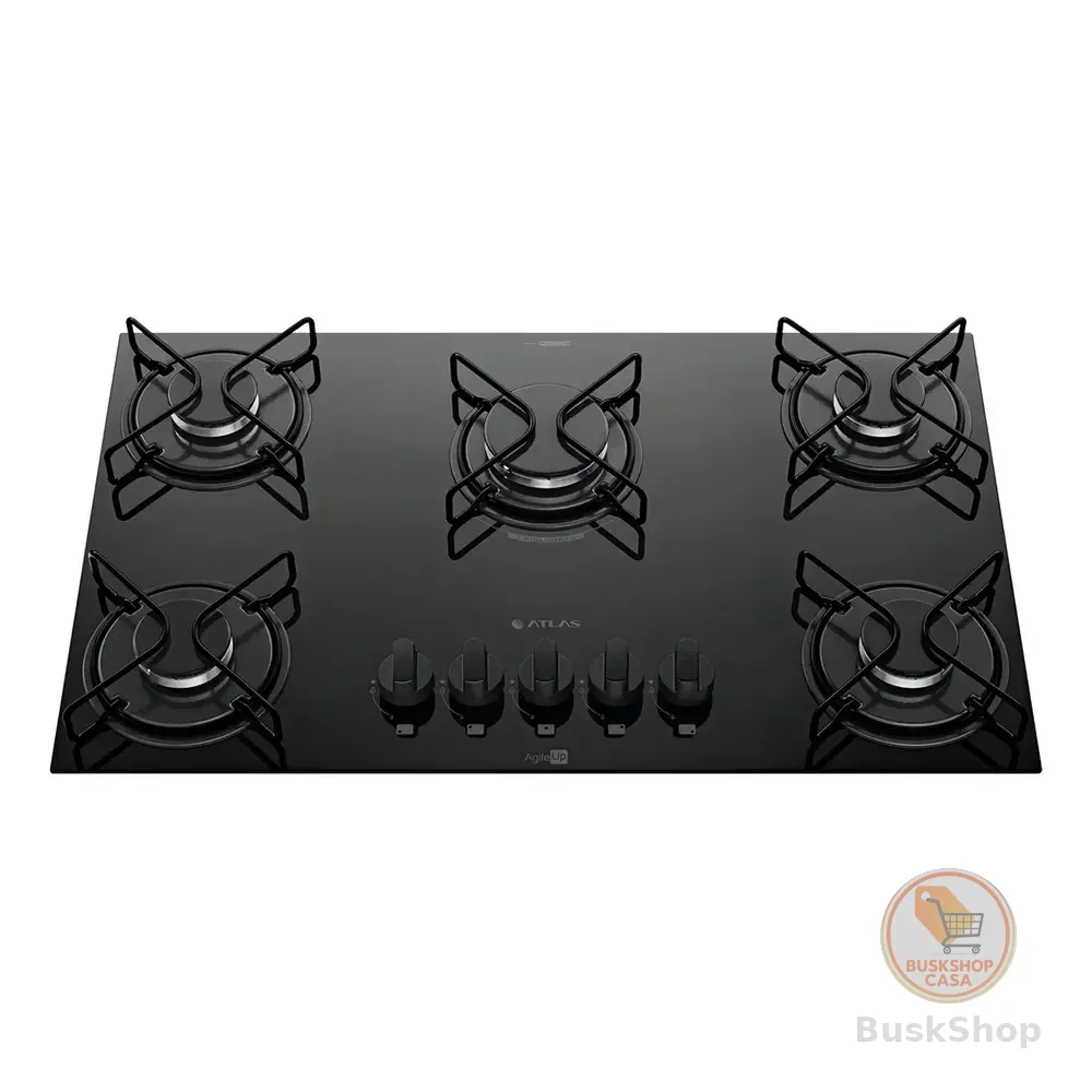 Cooktop 5 Bocas A Gás Atlas Agile Up Mega Chama Preto 127/220v