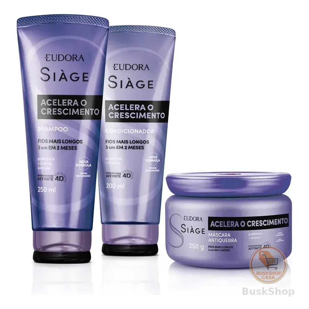 Kit Siàge Acelera O Crescimento: Shampoo 250ml + Máscara Capilar 250g + Condicionador 200ml