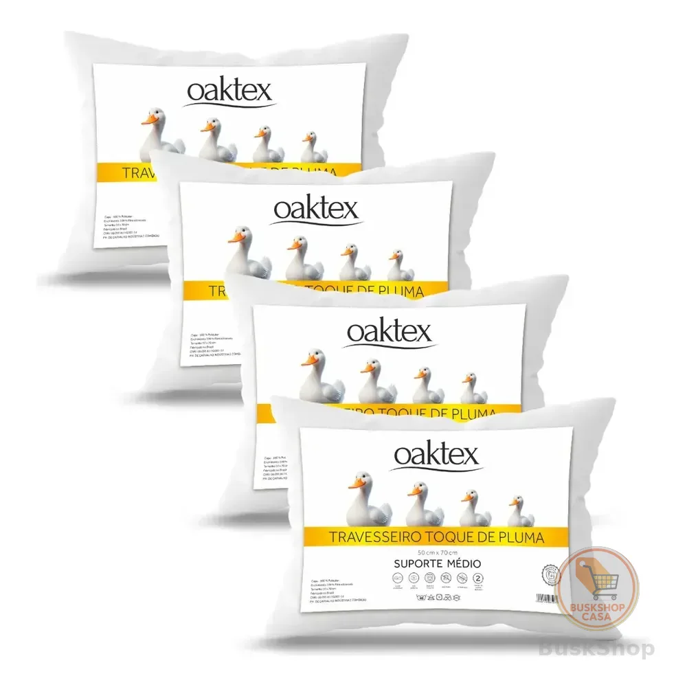 Kit 4 Travesseiros Oaktex 50x70 Antialérgico Fibra Siliconada Branco