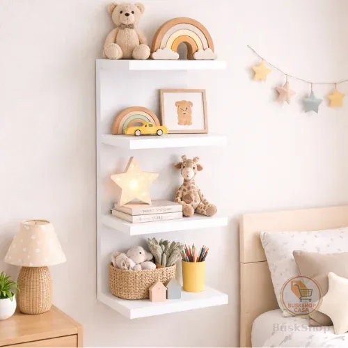 Prateleira Torre de Parede Branca 85cm MDF para Organização e Decoração