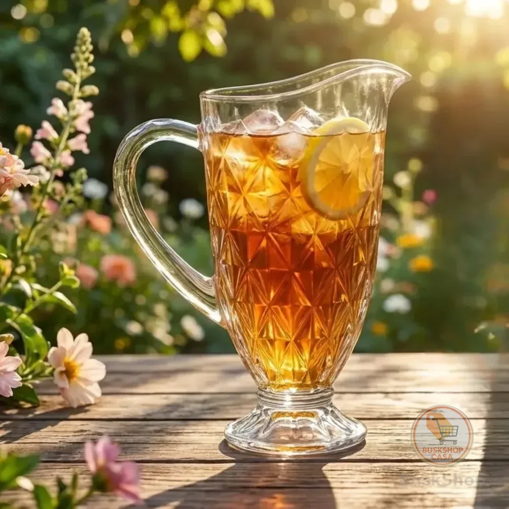 Jarra De Vidro Diamond 1,2l Transparente Água Marinha | Vidro Grosso Resistente Para Água, Suco, Vinho E Drinks Mesa Posta Restaurante