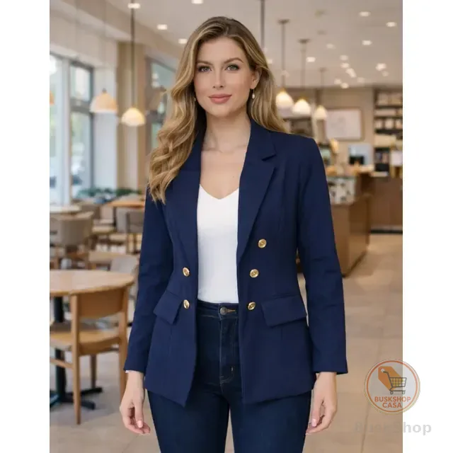 Blazer Feminino Alfaiataria Terninho Social Com Botões