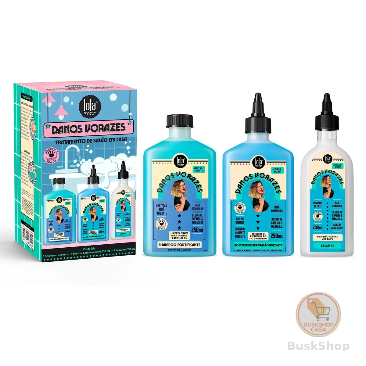 Kit Danos Vorazes (Shampoo + Condicionador + Leave in) - Lola From Rio