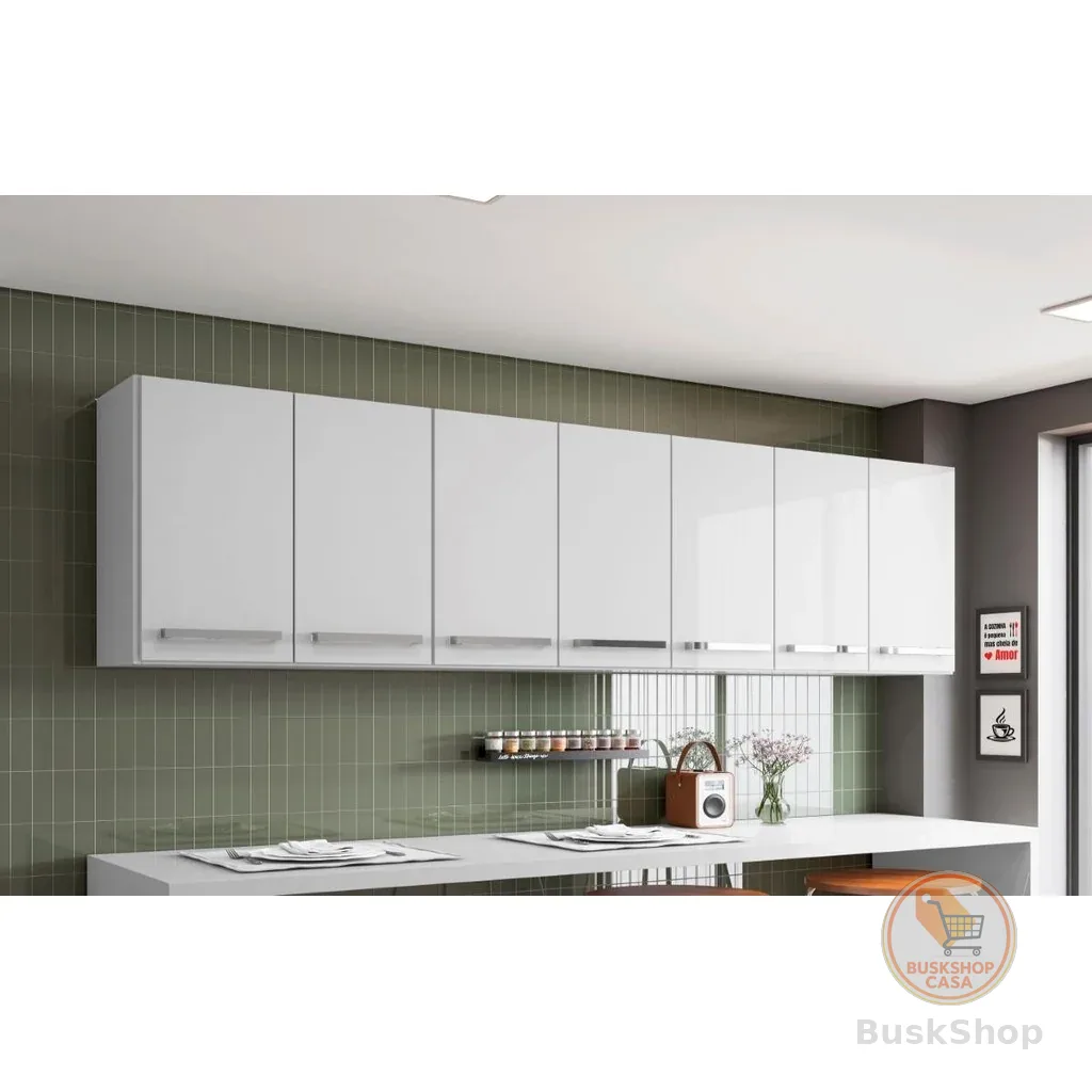 Armario Aereo de Cozinha 7 Portas  Bangladesh Branco Bela Casa