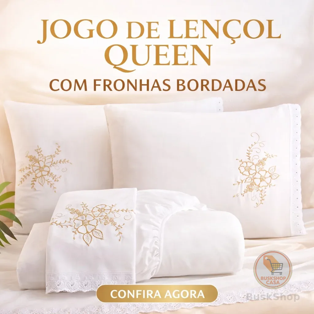 Jogo de Lençol Veneza Cama Queen Com Lese e Bordado 3 Peças para o Dia a Dia Cores