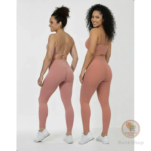 Kit 3 Conjuntos 1 Calça Legging + 2 Top Alça Roupa Feminina