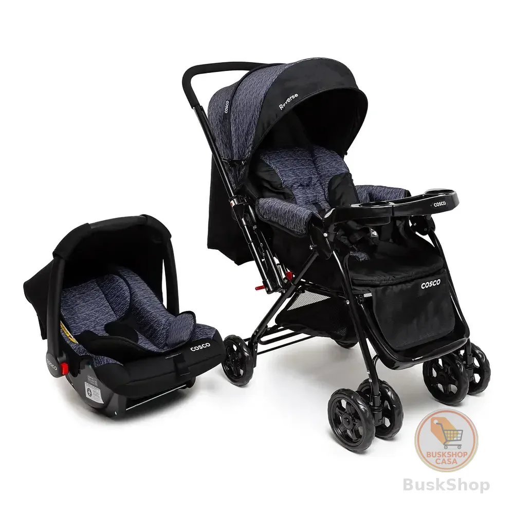 Travel System Duo, Cosco Kids, Reverse, 0 A 15kg, Preto Rajado