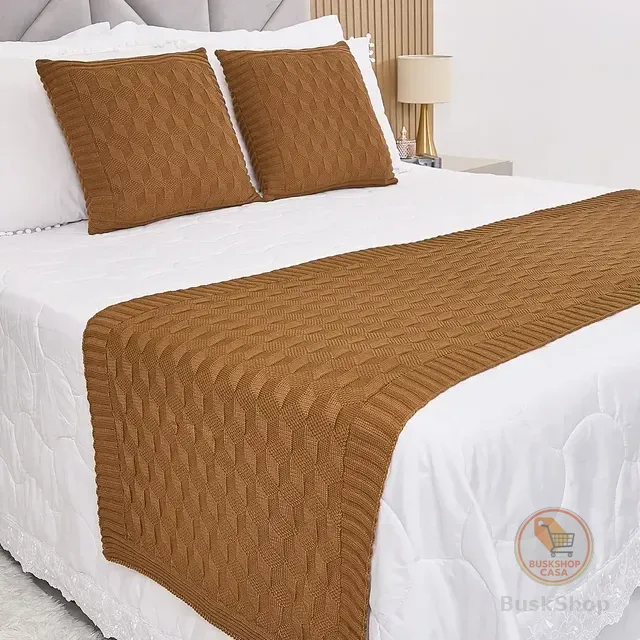 Peseira Manta Trico Cama Casal Efeito 3d