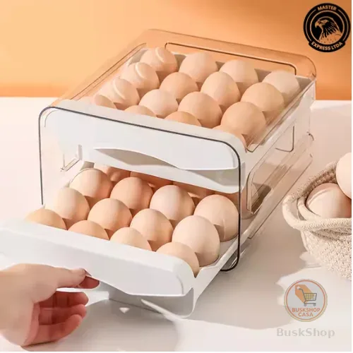 Porta Ovos Acrílico Organizador Geladeira Gaveteiro Dupla Capacidade Cor Branca Envio Imediato