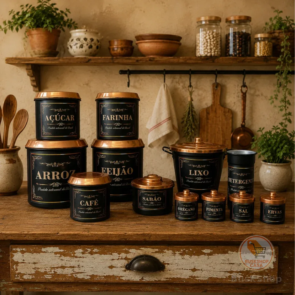 Kit Cozinha Completo Alumínio 12 Peças Mantimentos Kit Pia Porta Temperos Decorativo