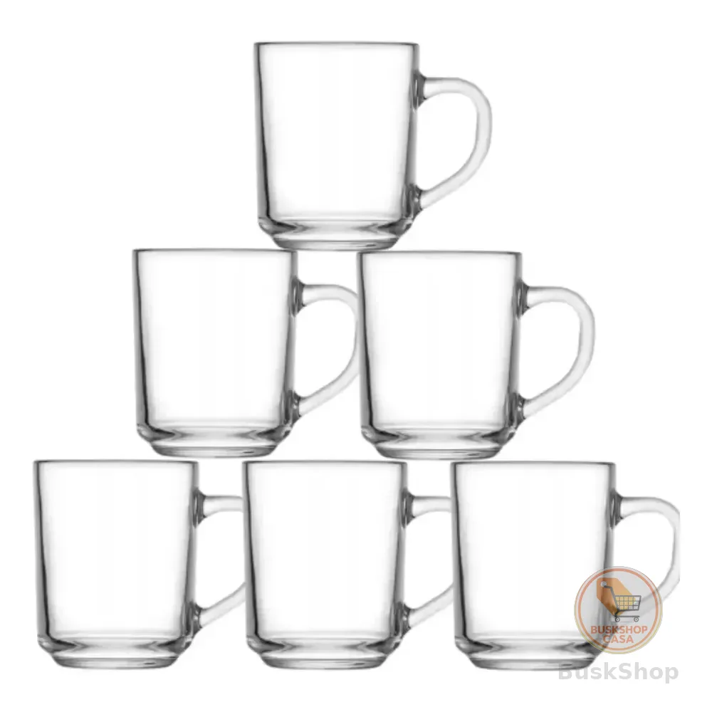 Jogo Com 6 Canecas 250ml Xicaras De Vidro Para Café Expresso Transparente