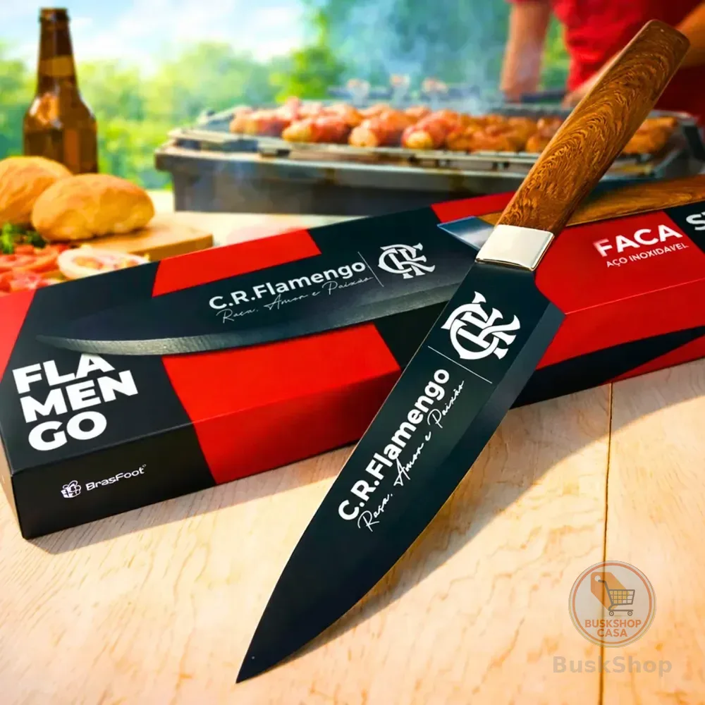 Faca De Churrasco Cozinha Corte Carne Times Futebol Oficial Flamengo