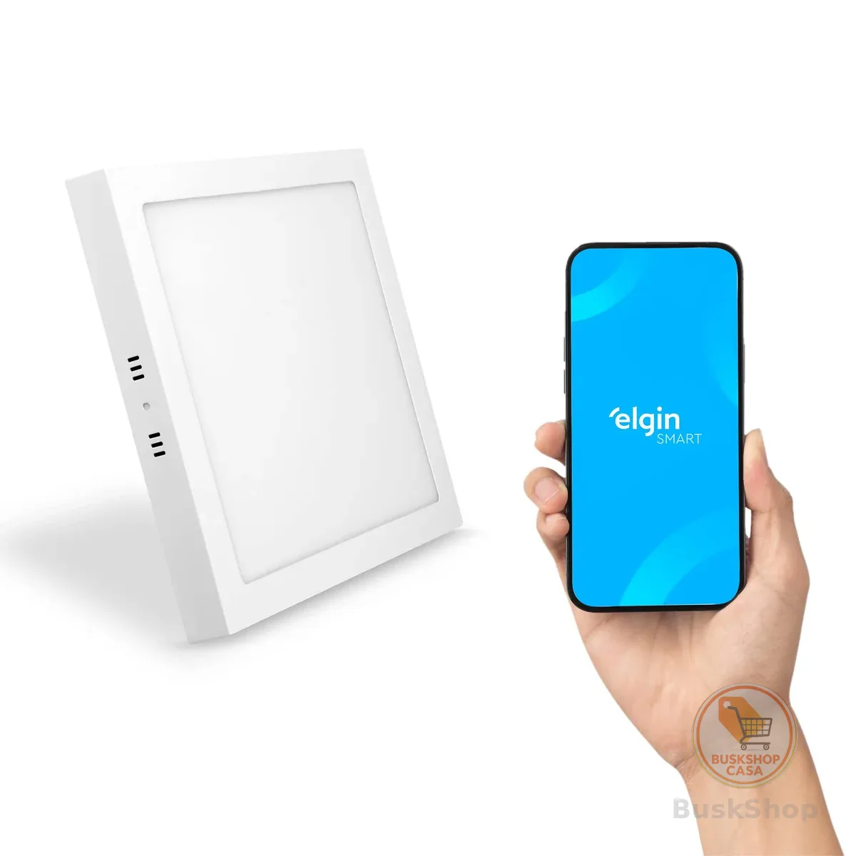 Luminária LED Inteligente 24W 3000-6500K Elgin Quadrada de Sobrepor Wi-Fi Bivolt Compatível com Alexa e Google Home