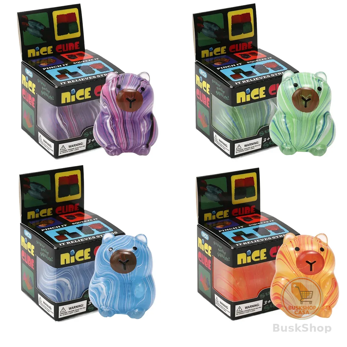 Conjunto de 12 Brinquedos Squishy de Capivara com Recheio de Maltose TPR, 4 Cores Sortidas, de Subida Lenta, para Alívio do Estresse, Caixa Surpresa