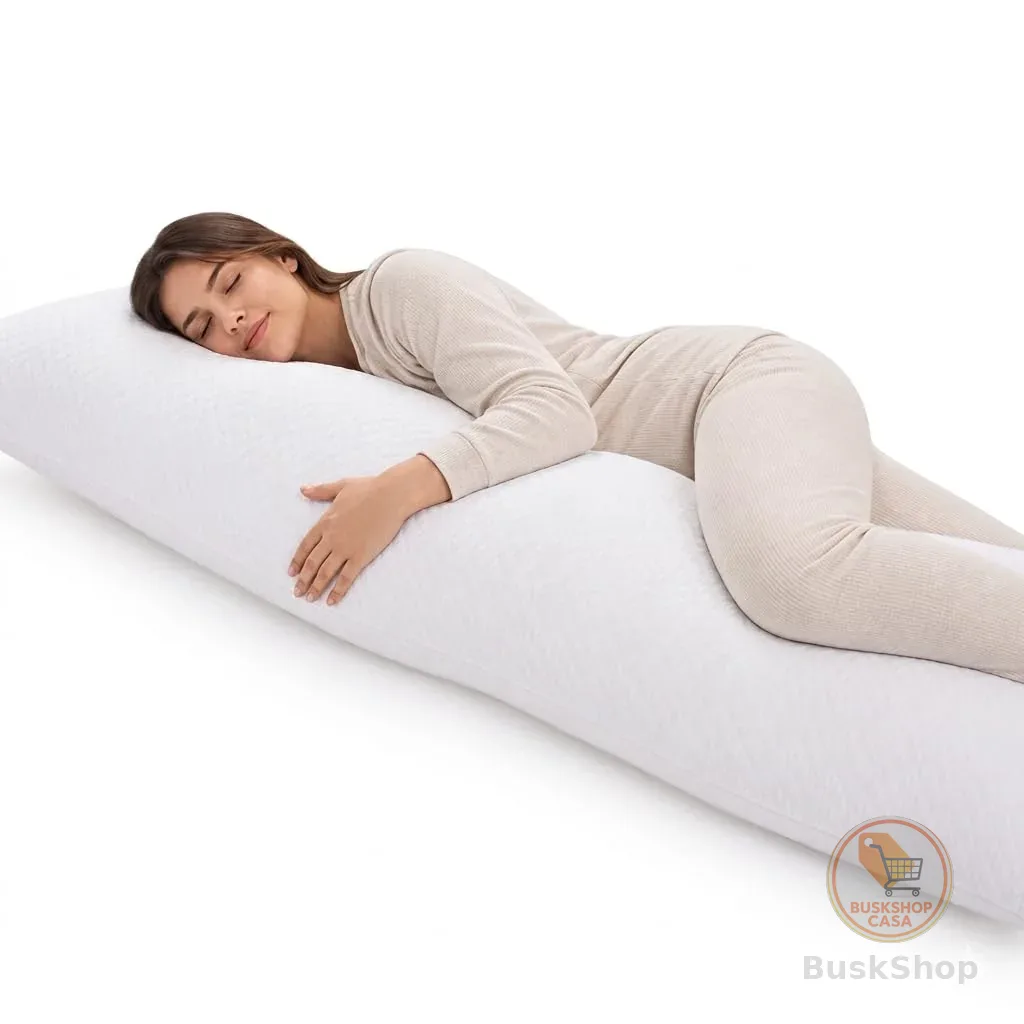 Brambila Travesseiro de Corpo Gigante Matelado Premium, Branco, Macio, 140x40 cm, para Dormir de Lado, Suporte para Coluna e Gestante Travesseiro Xuxão Antialérgico e Antiácaros para Proteção.