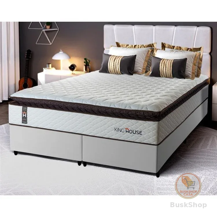 Conjunto Cama Box Espuma San Diego Branco King 193x203x67