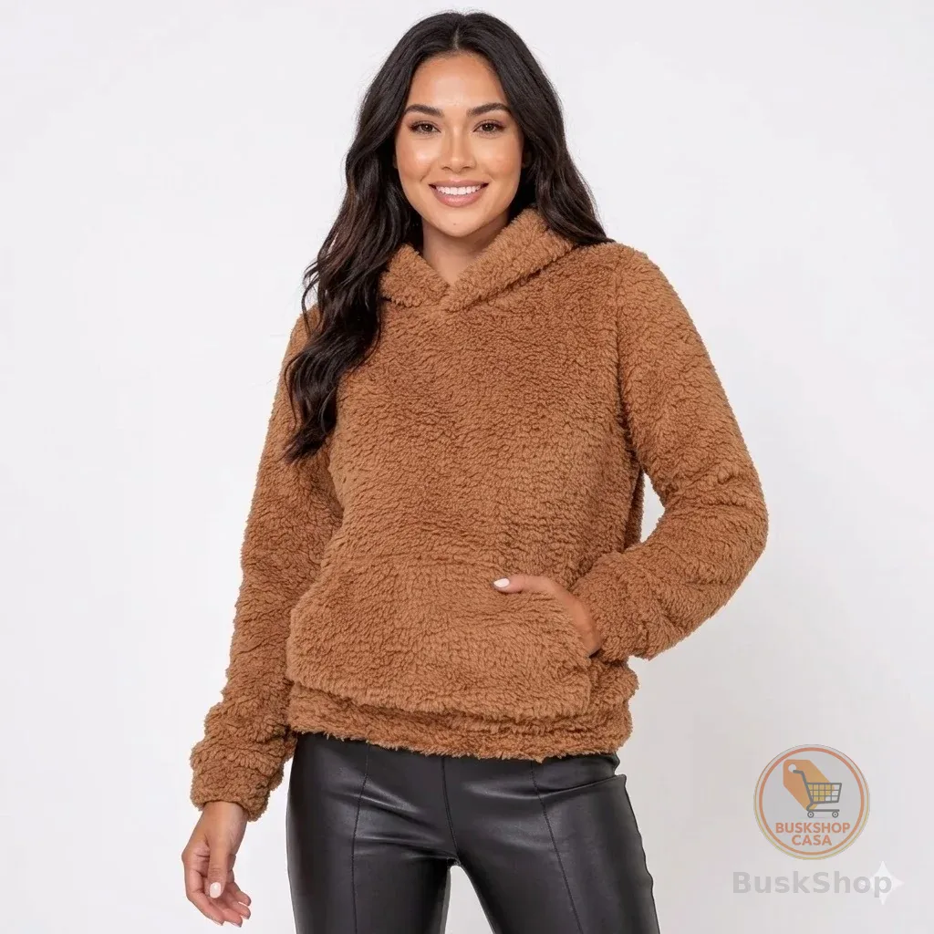 Blusa de Frio Feminino casaco Teddy de Sherpa