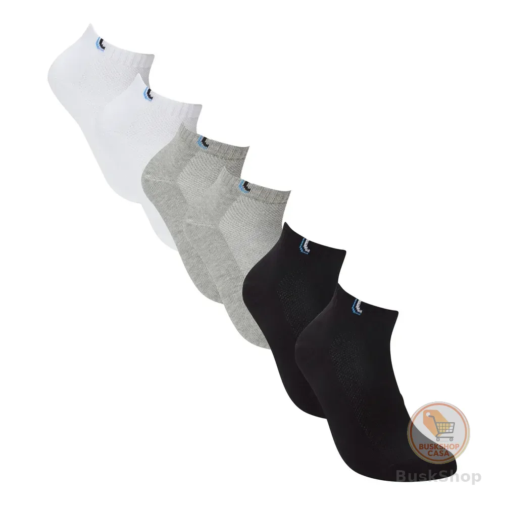 Kit 6 Pares De Meias Cano Curto Unissex Sport Lupo Branco / Cinza / Preto Liso 37-40