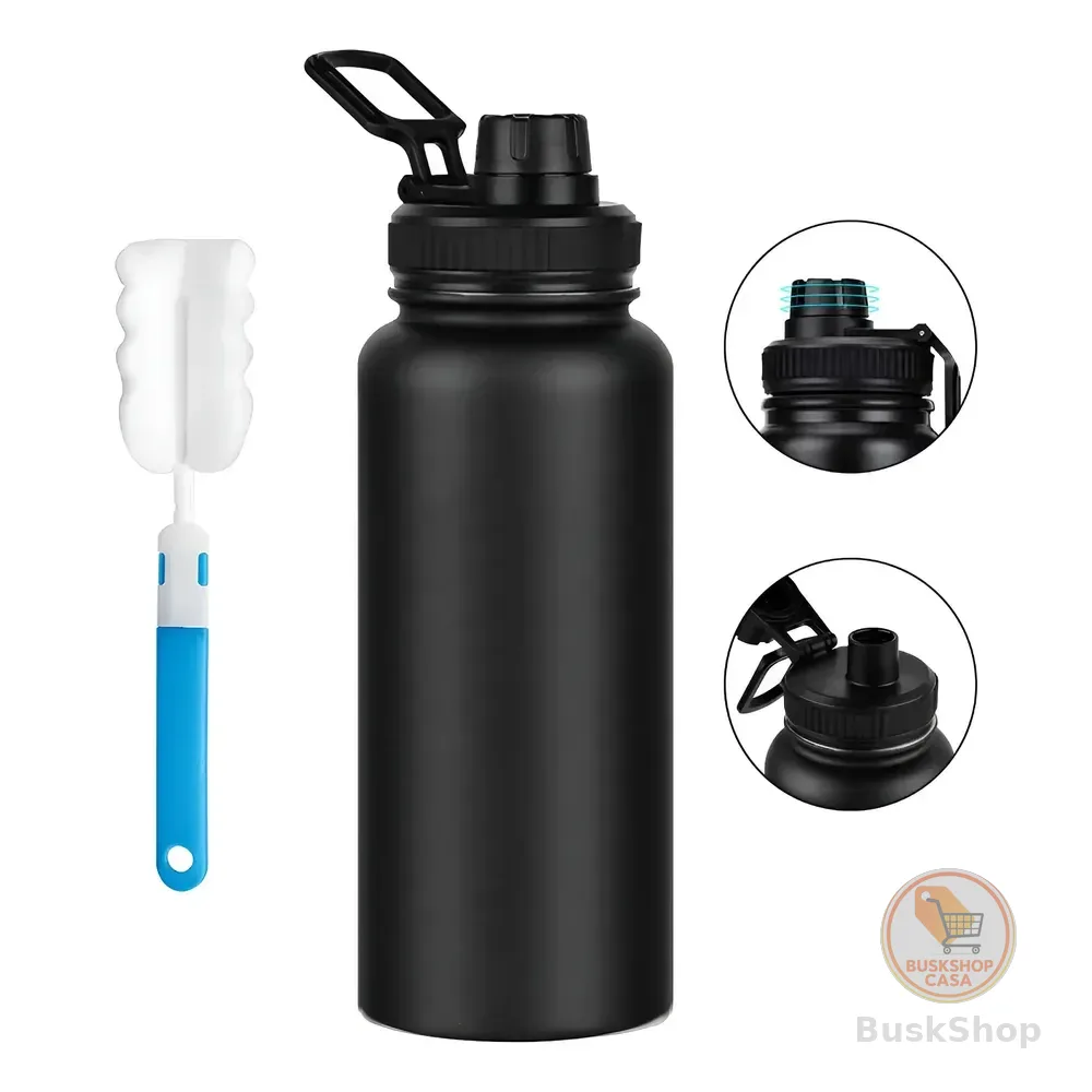 Garrafa Térmica 1200ml Isolada A Vácuo Água Gelada Esporte Preto
