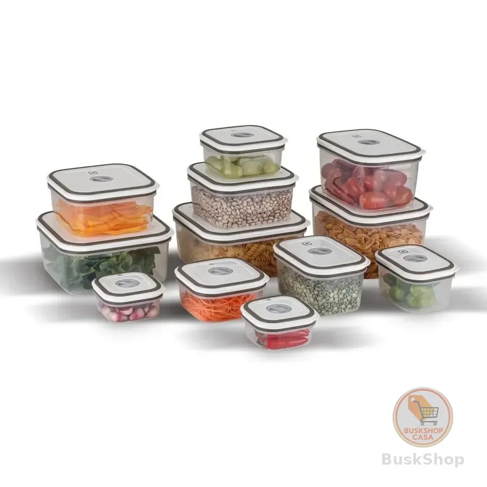 Electrolux Kit 12 Potes Herméticos De Plástico Retangulares, Multiuso, Vedação Silicone, Bpa Free, Porta Mantimentos, Empilháveis Cinza