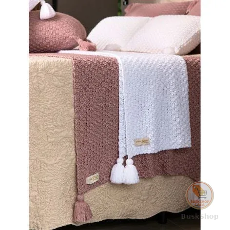 Kit Peseira Manta Pompom Sofá Cama Casal 180x60cm + 2 Capas Modelo Istambul