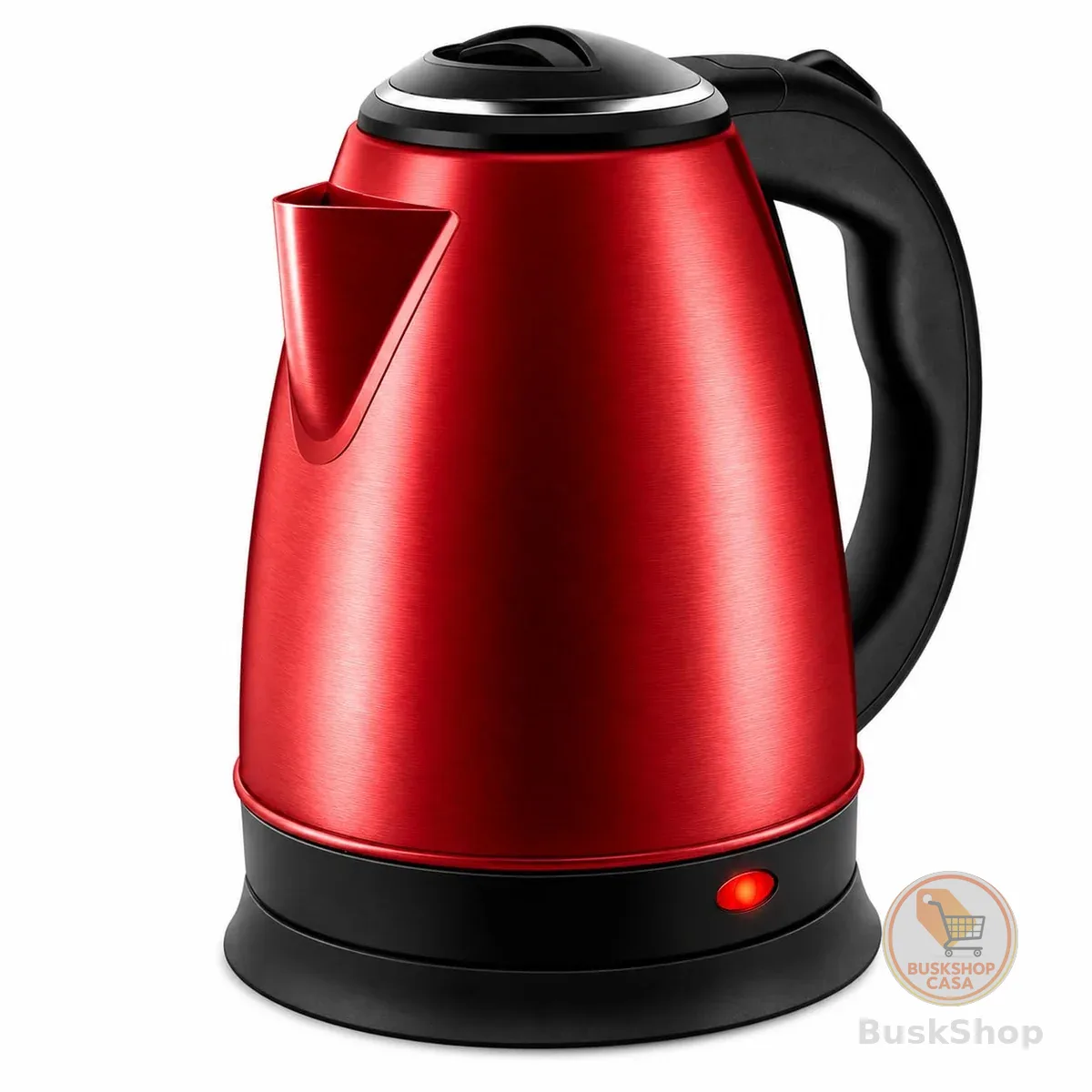 Chaleira Elétrica 2 Litros Inox Vermelha Desligamento Automatico Cor Aço 220V Aquecimento Rápido Segura Café Chá Fácil Abertura Linha Premium GT