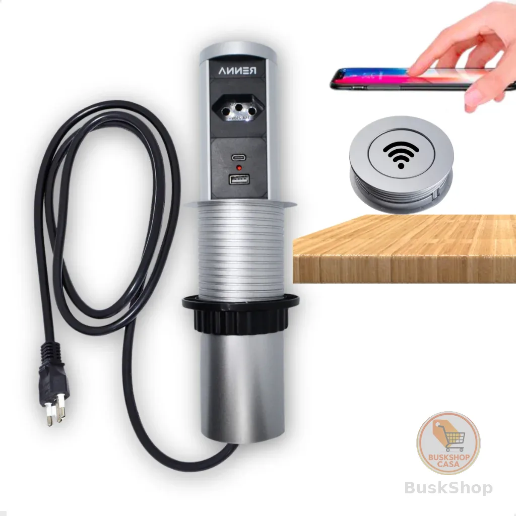 Torre de Tomada com Indução Automática Wireless 20 Amperes com USB