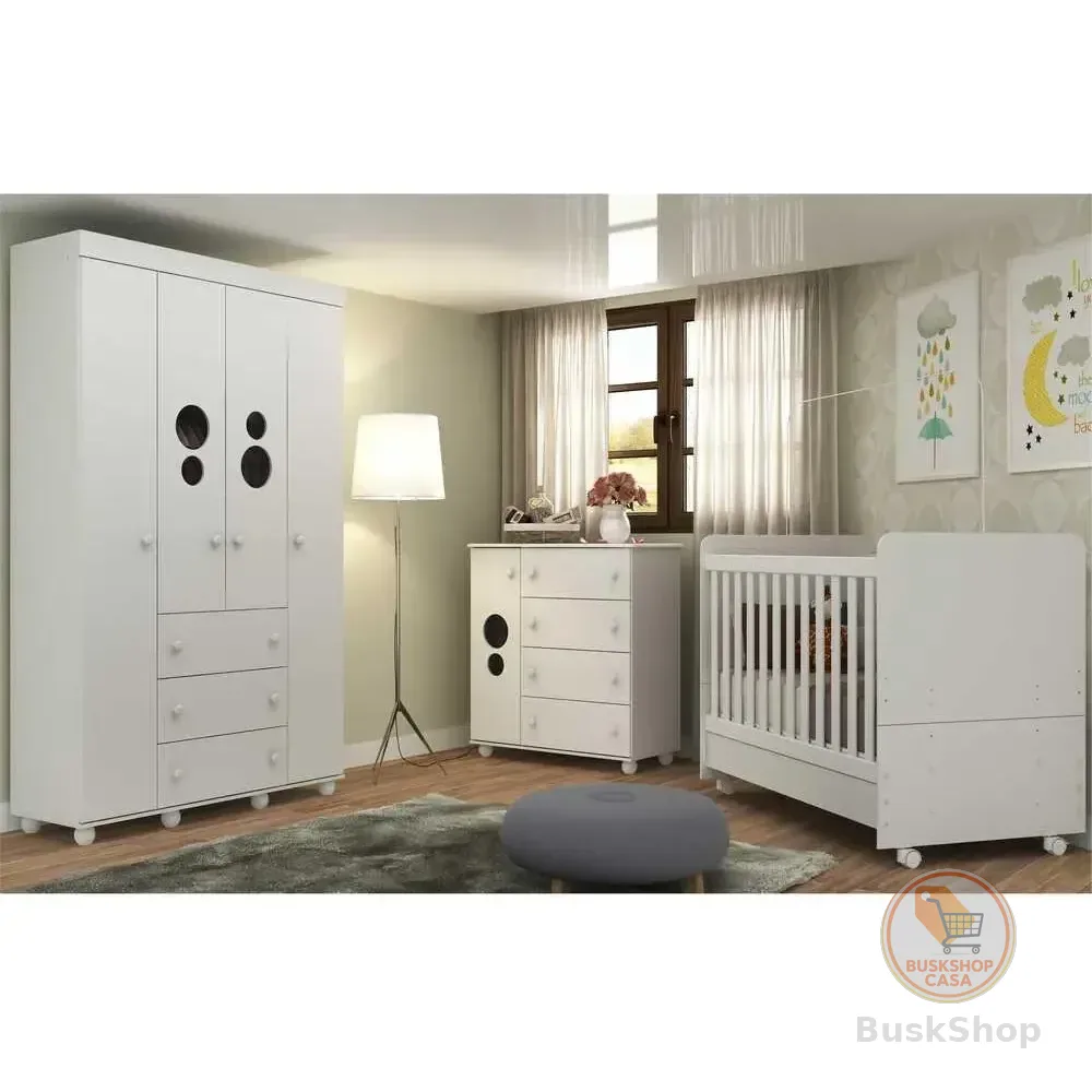 Quarto Bebê Completo Infantil Com Guarda-roupa Cômoda Berço E Colchão Incluso Pimpolho Multimóveis Branco 3 Anos De Garantia