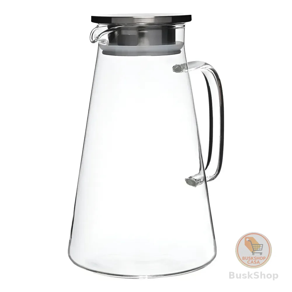 Jarra De Vidro Borossilicato Com Tampa De Inox 1,8 Litros Transparente