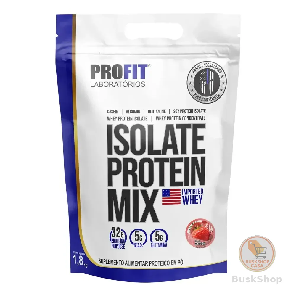 Whey Isolate Protein Mix Refil 1,8kg - Profit Labs Sabor Morango