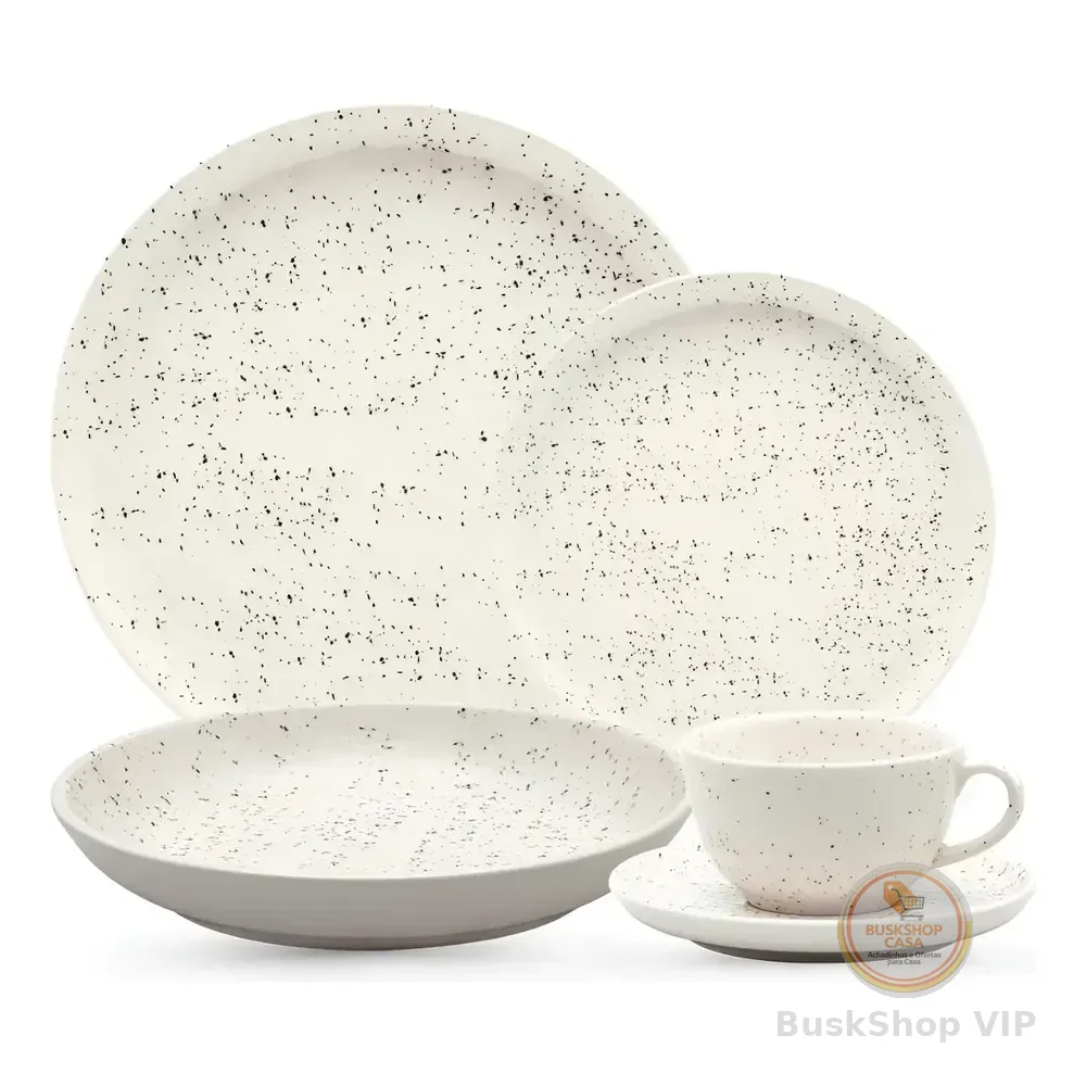 Aparelho De Jantar E Chá 30 Peças Oxford Flat Chuvisco Off White