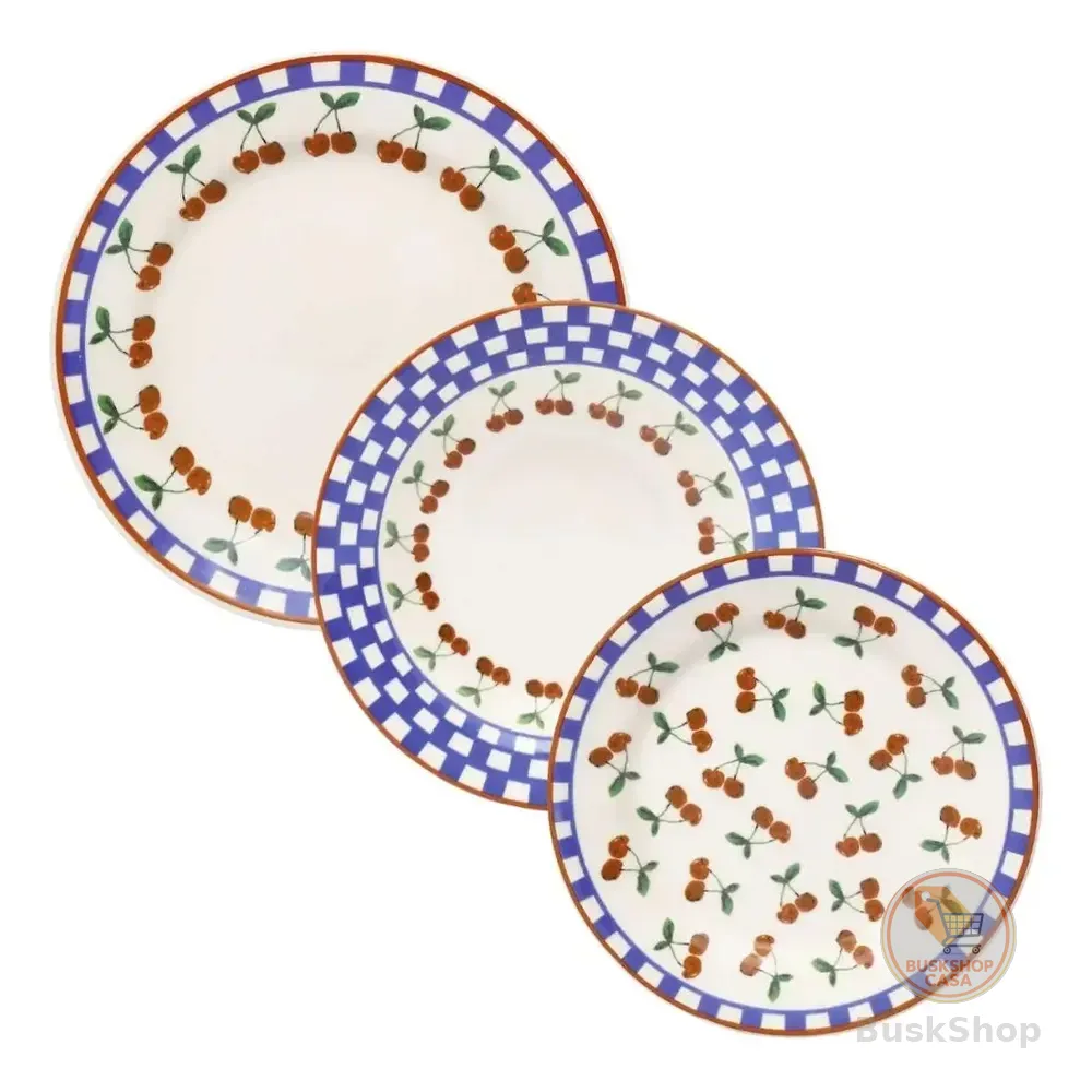 Aparelho De Jantar E Lanche 12pçs Donna Jardim De Cerejas Multicor Florido