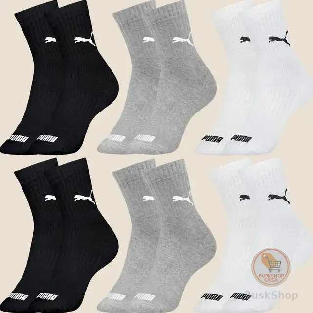 Kit 6 Pares Meias Puma De Cano Médio Sport Original Algodão