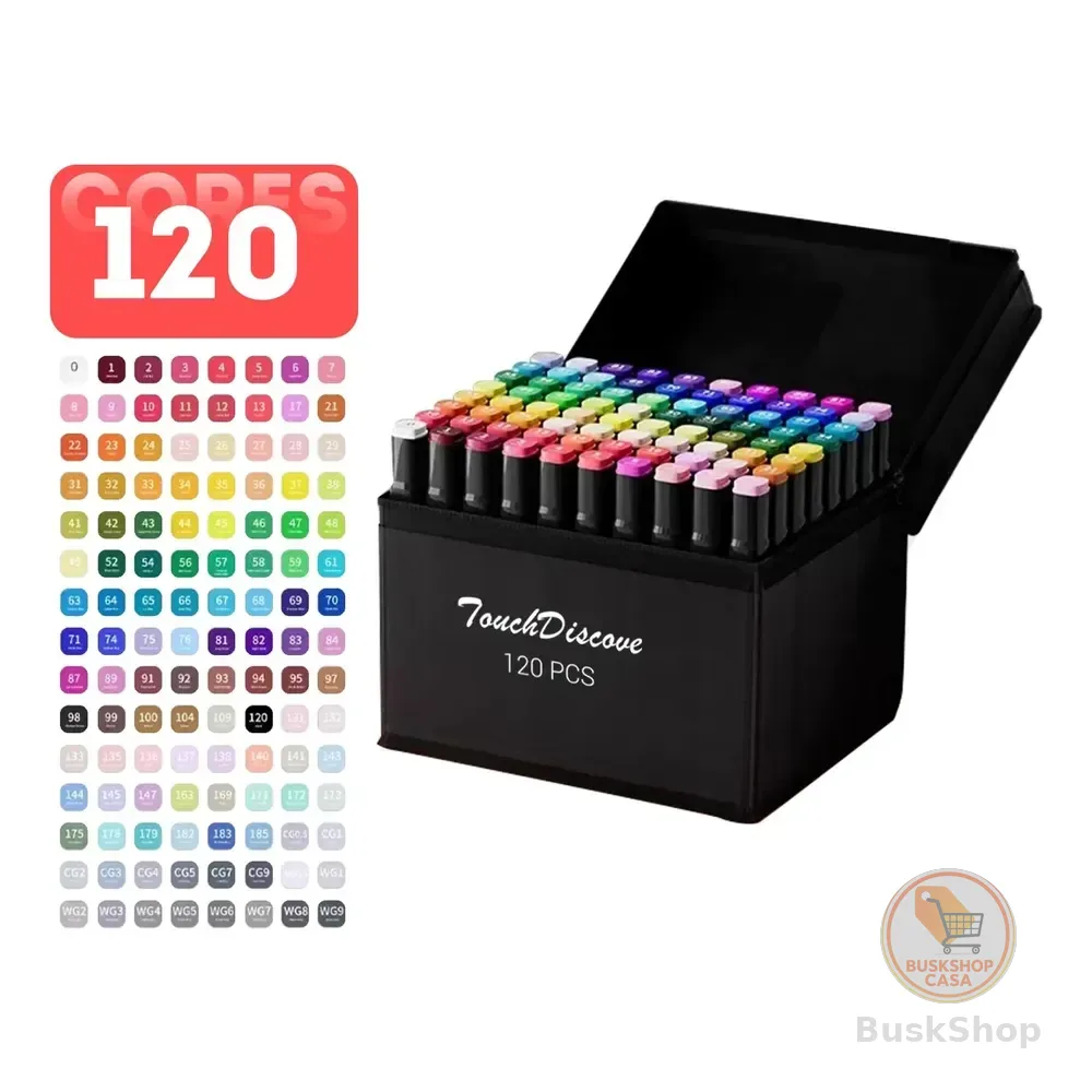 Conjunto Canetas Marcador Canetinha Ponta Dupla 120cores Kit