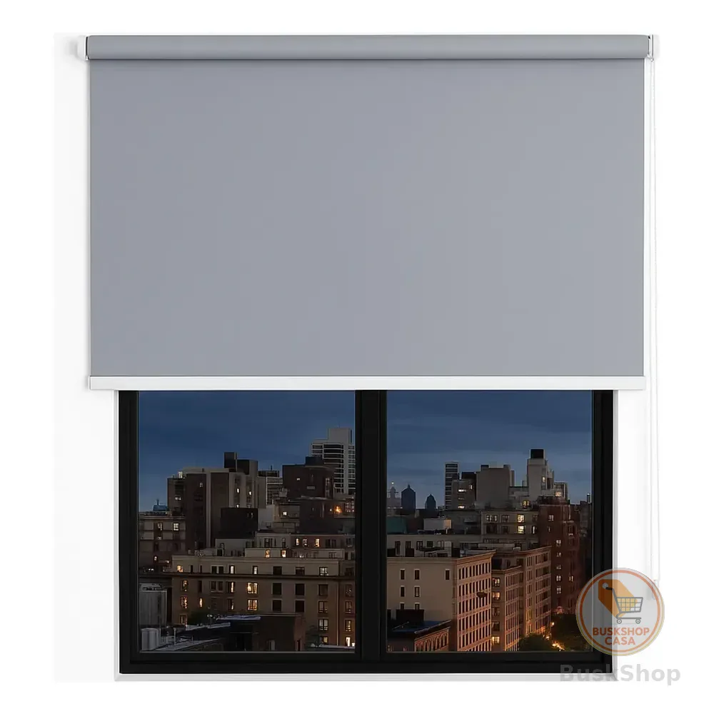 Persiana Cortina Blackout Rolo 120x120 Blecaute 0% Luz Sala Cinza