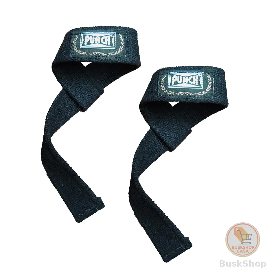 Punch Strap Musculação - Preto - Par - 100% Algodão - Tala Lifting, Power Lifiting, Levantamento De Peso - Unissex