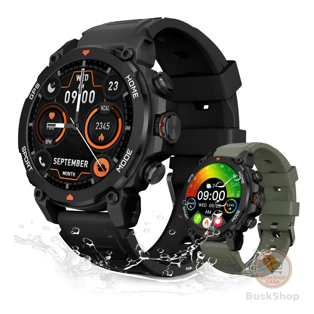 Relógio Smartwatch Aurafit Trek1 Com Gps À Prova D'água 5atm Preto Sport Preto/verde