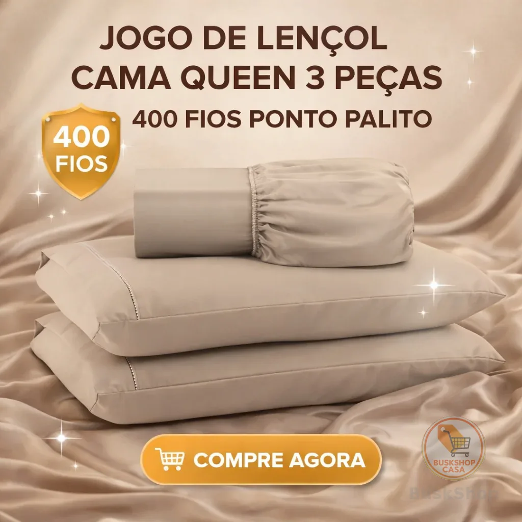 Jogo De Lençol Cama Queen 3 Peças 400 Fios Ponto Palito Cores