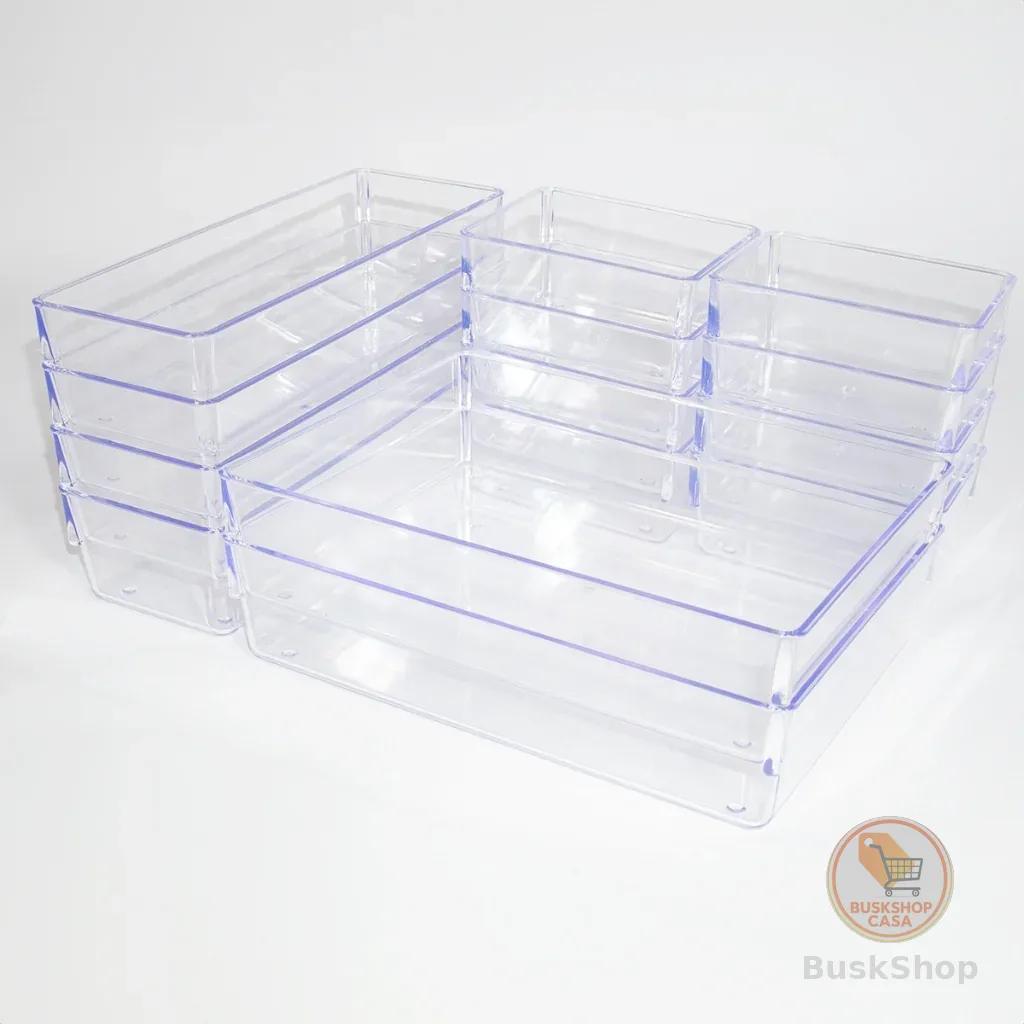 Kit Organizadores Acrílico Cristal Modular Para Geladeiras Gavetas e Maquiagens