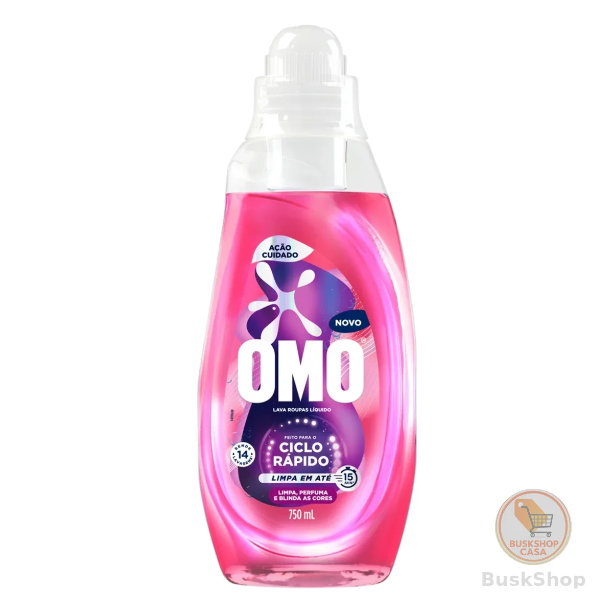 Lava-Roupas Líquido Omo Ciclo Rápido Ação Cuidado Frasco 750ml